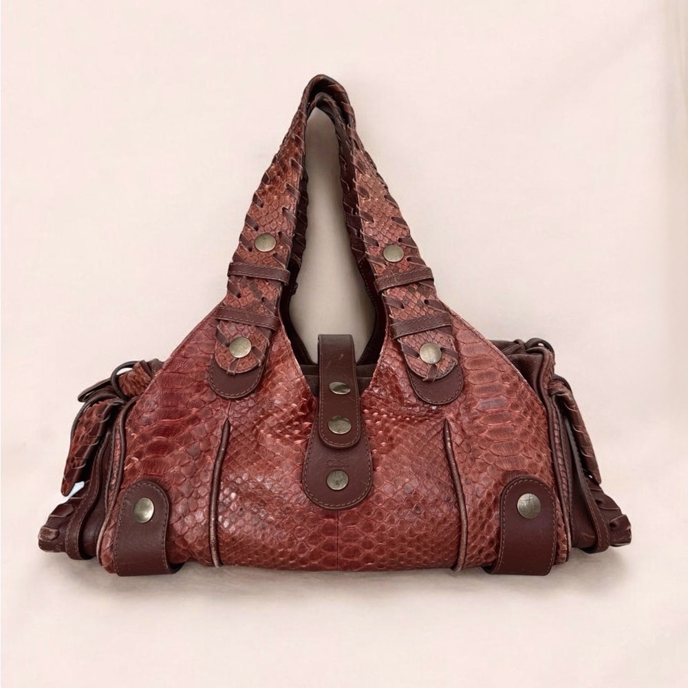 Chlo Silverado Brown Python Vintage Shoulder Bag - image 1